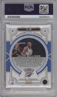 Jalen Williams from the 2022-23 Panini Obsidian set featuring a Electric Etch Yellow Flood parallel graded by PSA and given an overall grade of 9.
