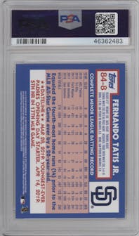 Fernando Tatis Jr. from the 2019 Topps Update  set graded by PSA and given an overall grade of 10.