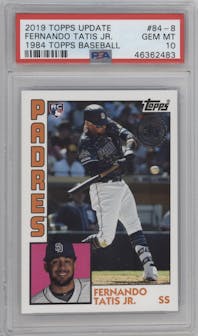 Fernando Tatis Jr. from the 2019 Topps Update  set graded by PSA and given an overall grade of 10.