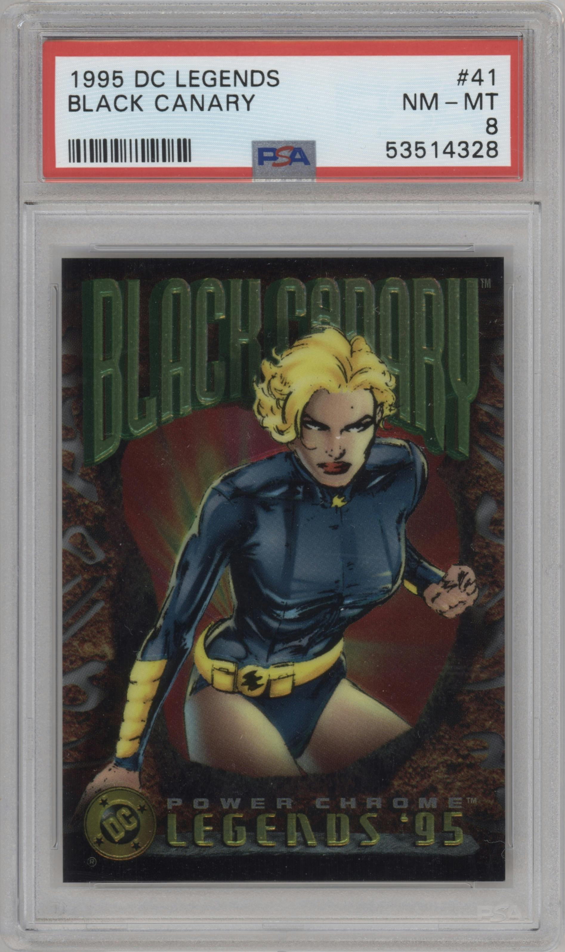 Black Canary from the 1995 SkyBox DC Legends '95 set graded by PSA and given an overall grade of 8.