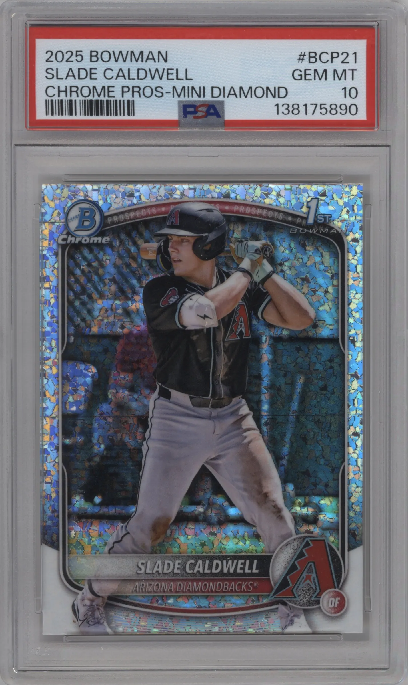 2025 Bowman Chr.Pros Slade Caldwell Mini-Diamond Refractor PSA 10
