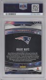 Drake Maye from the 2024 Panini Prizm set featuring a No Huddle parallel graded by PSA and given an overall grade of 10.