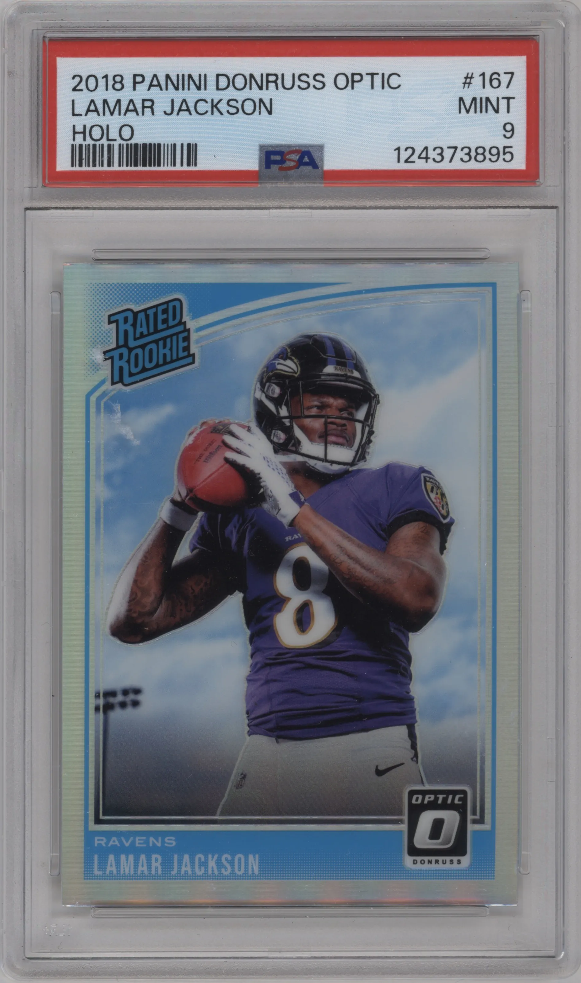 2018 Panini Donruss Optic Rated Rookie Lamar Jackson Holo PSA 9