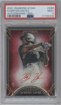 Ke'Bryan Hayes from the 2021 Topps Diamond Icons set featuring a Red parallel graded by PSA and given an overall grade of 9.