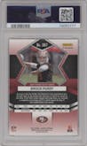 Brock Purdy from the 2022 Panini Mosaic set featuring a Reactive Orange parallel graded by PSA and given an overall grade of 10.