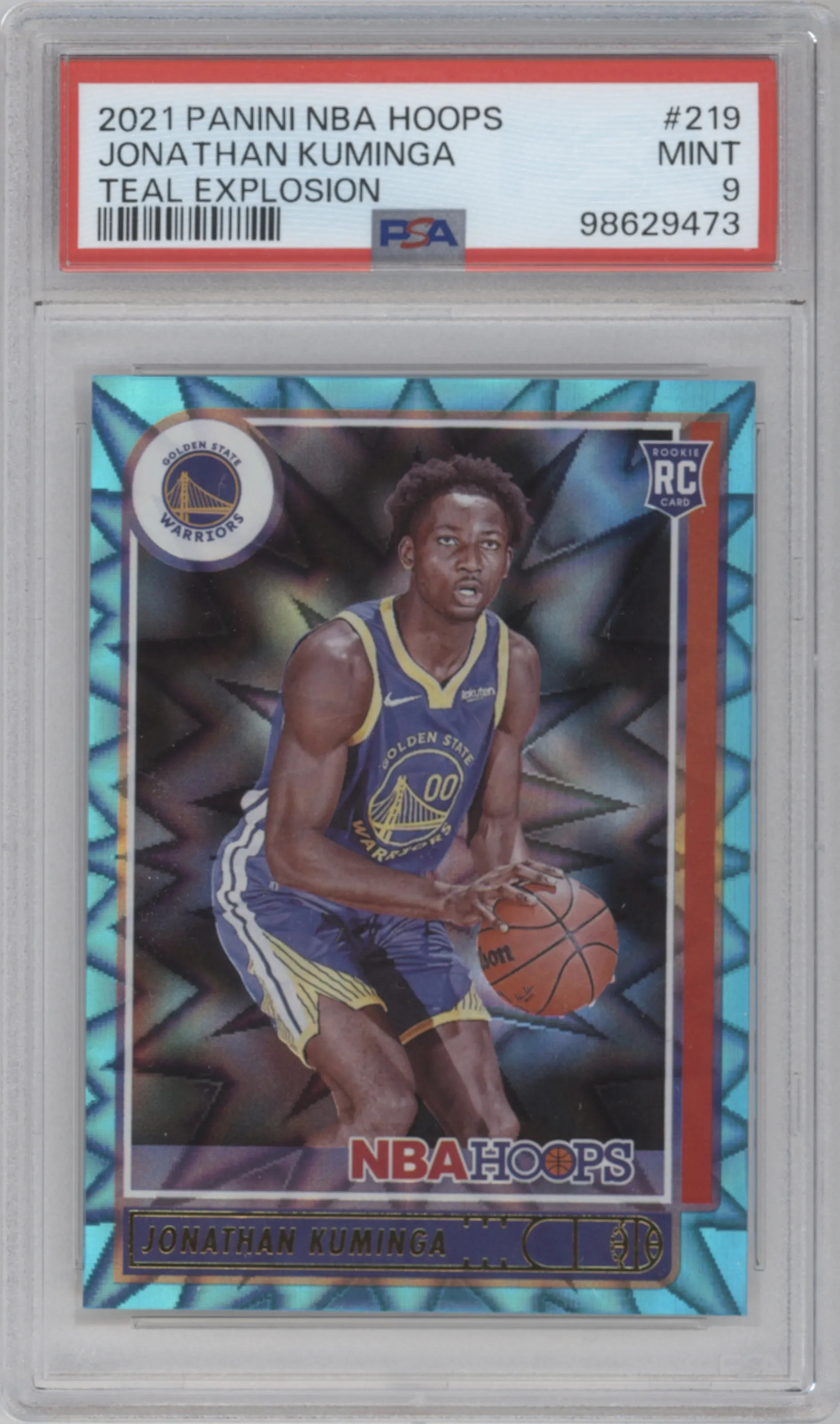 2021 Panini NBA Hoops Jonathan Kuminga Teal Explosion PSA 9