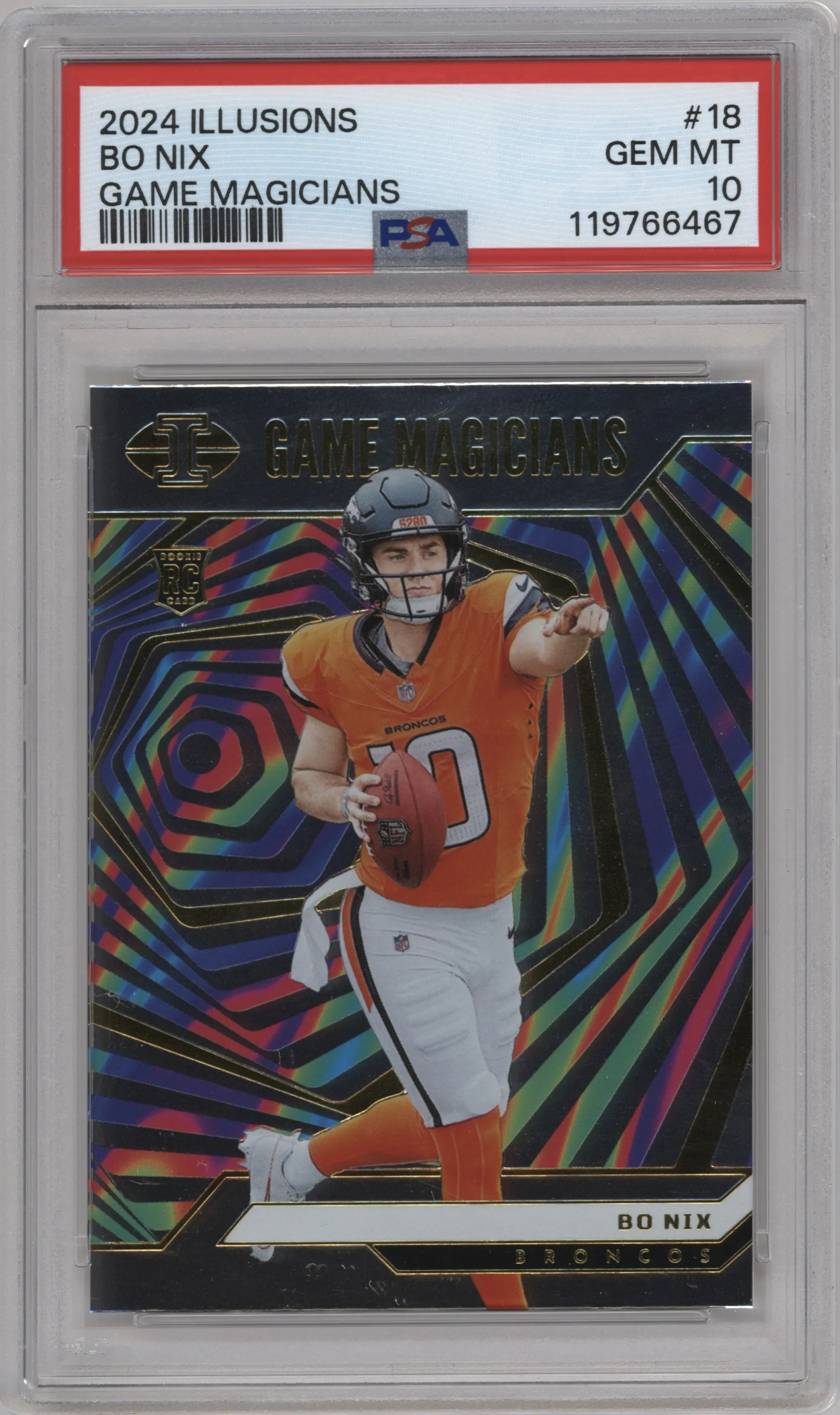 2024 Panini Illusions Game Magicians Bo Nix #18 PSA 10