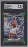 Jayden Daniels from the 2024 Panini Prizm set featuring a Green Wave parallel graded by SGC and given an overall grade of 10.