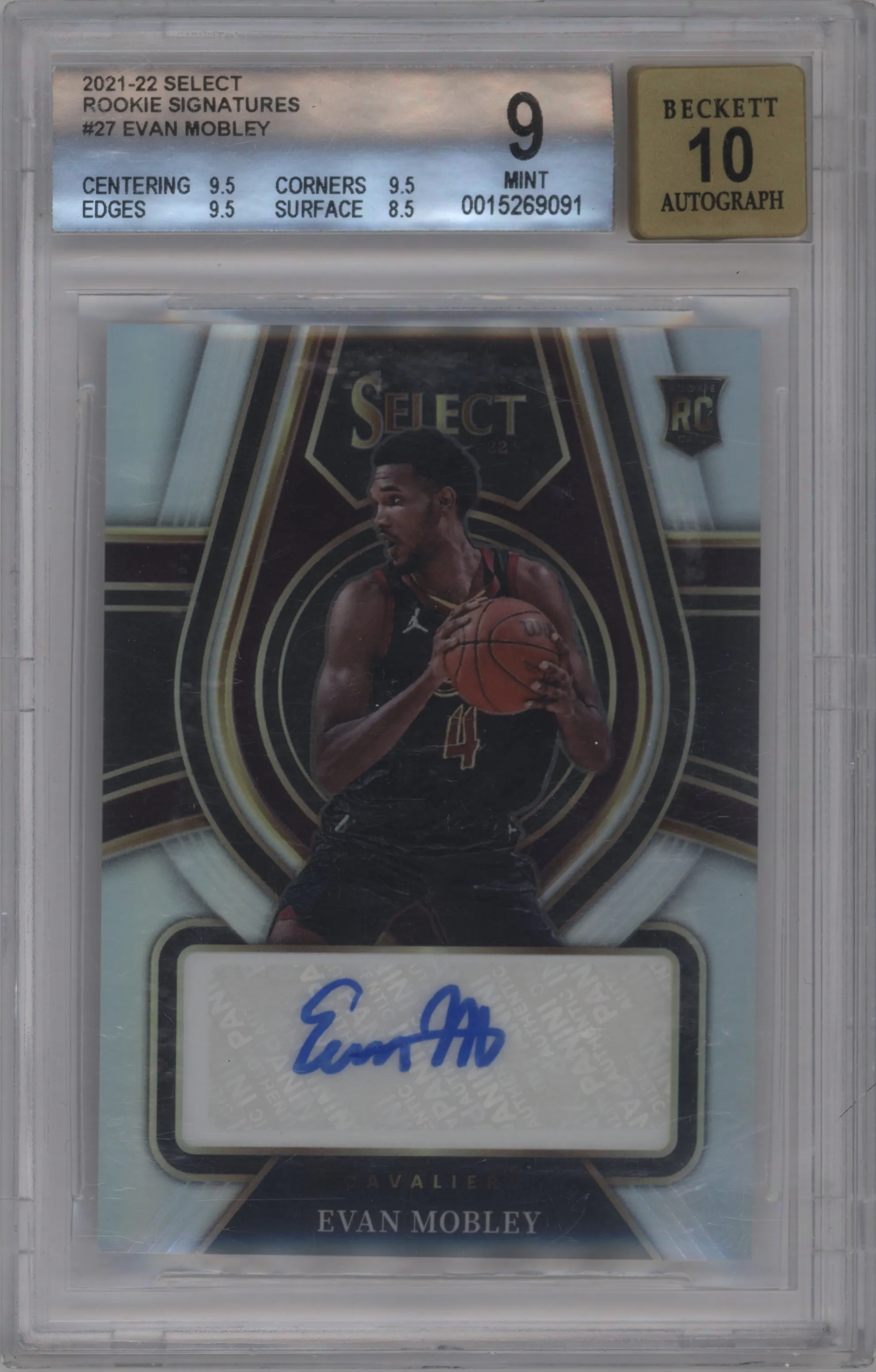 2021 Panini Select Rke.Sig. Evan Mobley #RS-EMB BGS 9