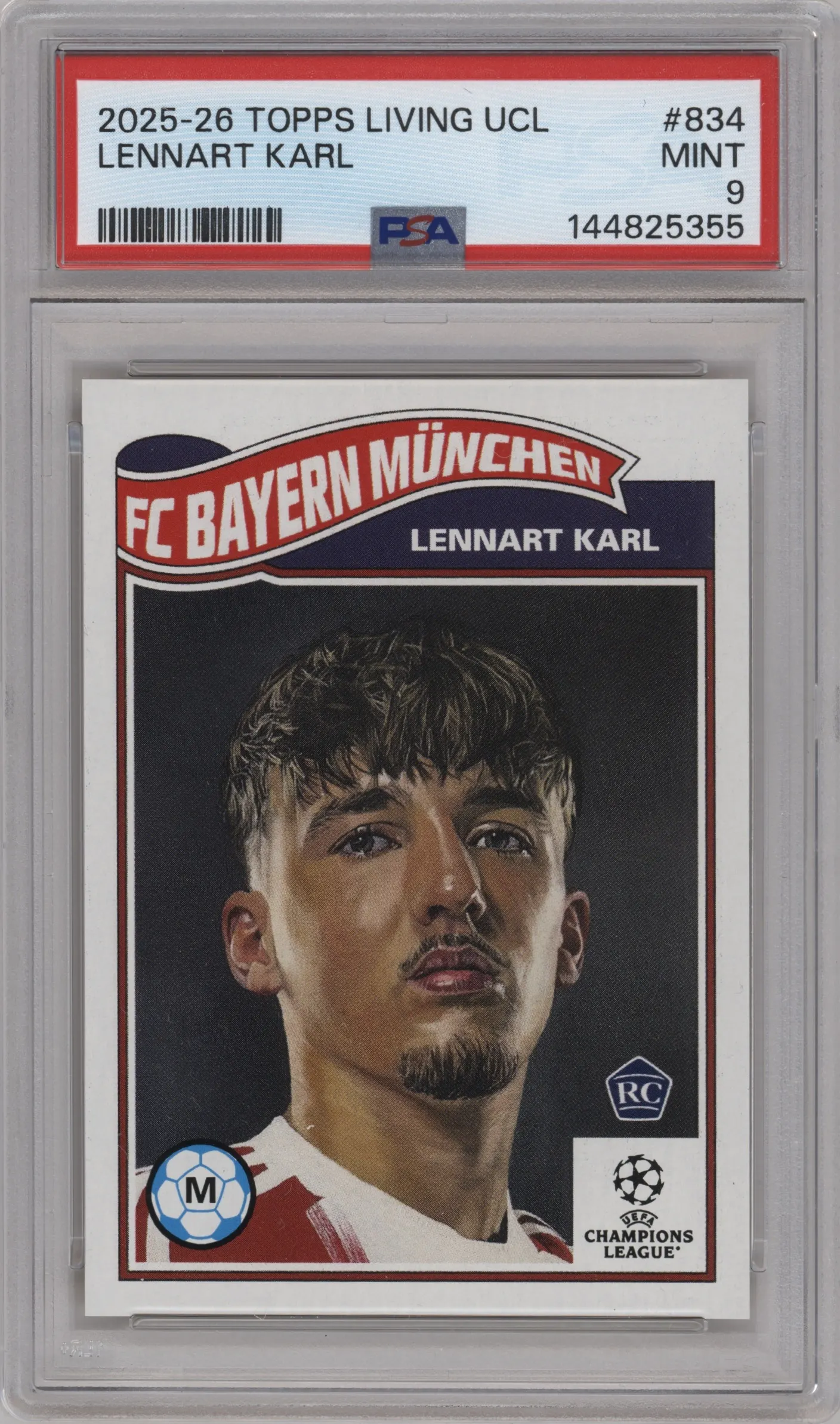2020 Ultimate Topps Living Set UEFA CL 2025 Lennart Karl #834 PSA 9