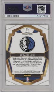 Luka Doncic from the 2018-19 Panini Select  set featuring a Tri-Color parallel graded by PSA and given an overall grade of 10.