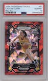 Caitlin Clark from the 2024 Panini Prizm Draft Picks set featuring a Red Ice parallel graded by PSA and given an overall grade of 10.
