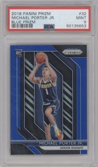 Michael Porter Jr. from the 2018-19 Panini Prizm set featuring a Blue Prizm  parallel graded by PSA and given an overall grade of 9.