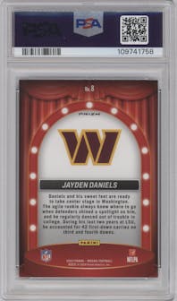 Jayden Daniels from the 2024 Panini Mosaic set graded by PSA and given an overall grade of 10.