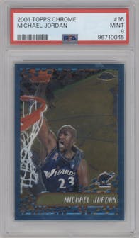 Michael Jordan from the 2001-02 Topps Chrome set graded by PSA and given an overall grade of 9.