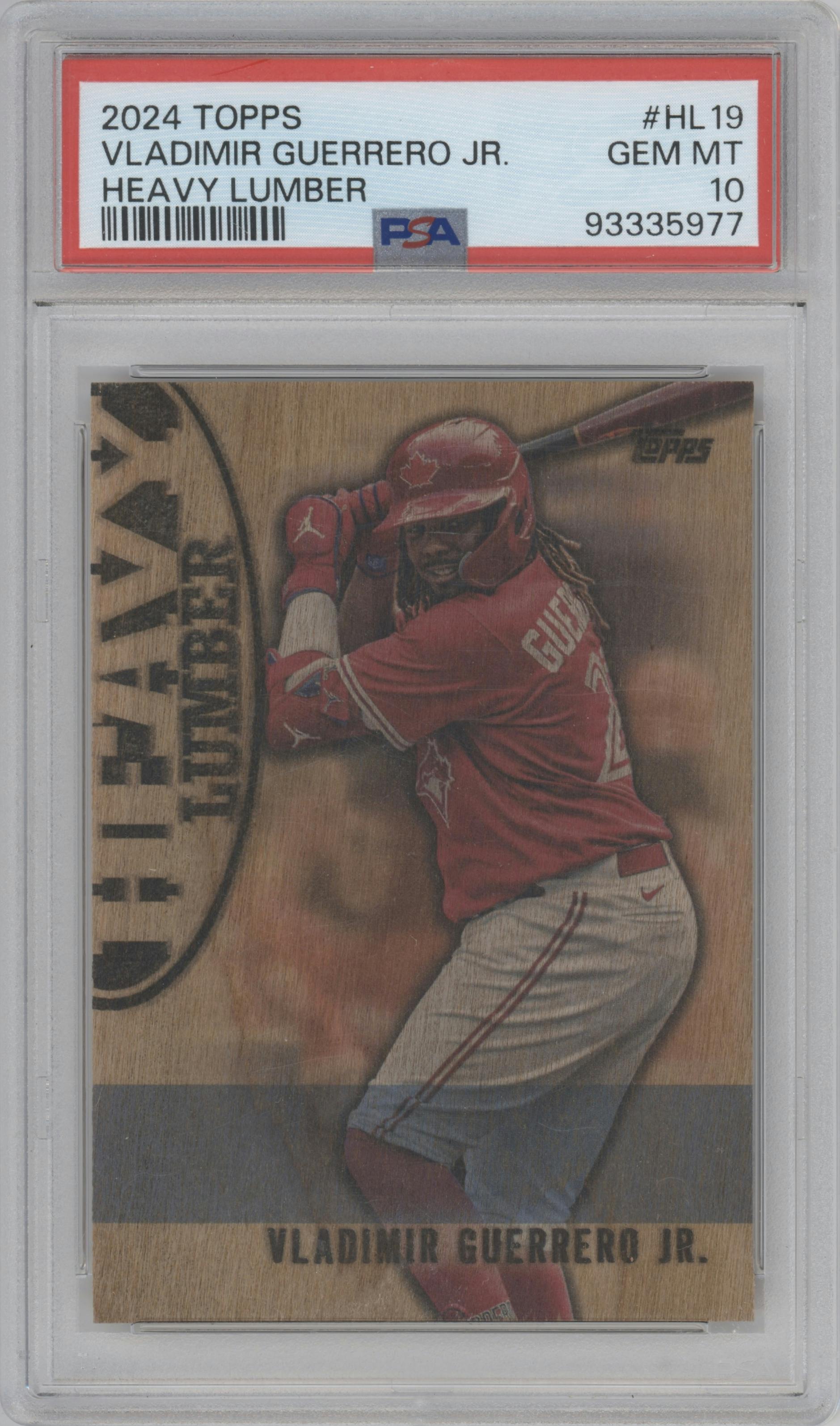 Vladimir Guerrero Jr.  from the 2024 Topps  set graded by PSA and given an overall grade of 10.