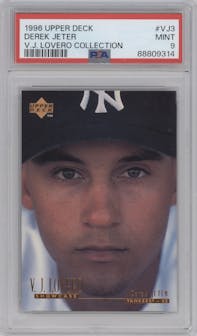 Derek Jeter from the 1996 Upper Deck set graded by PSA and given an overall grade of 9.