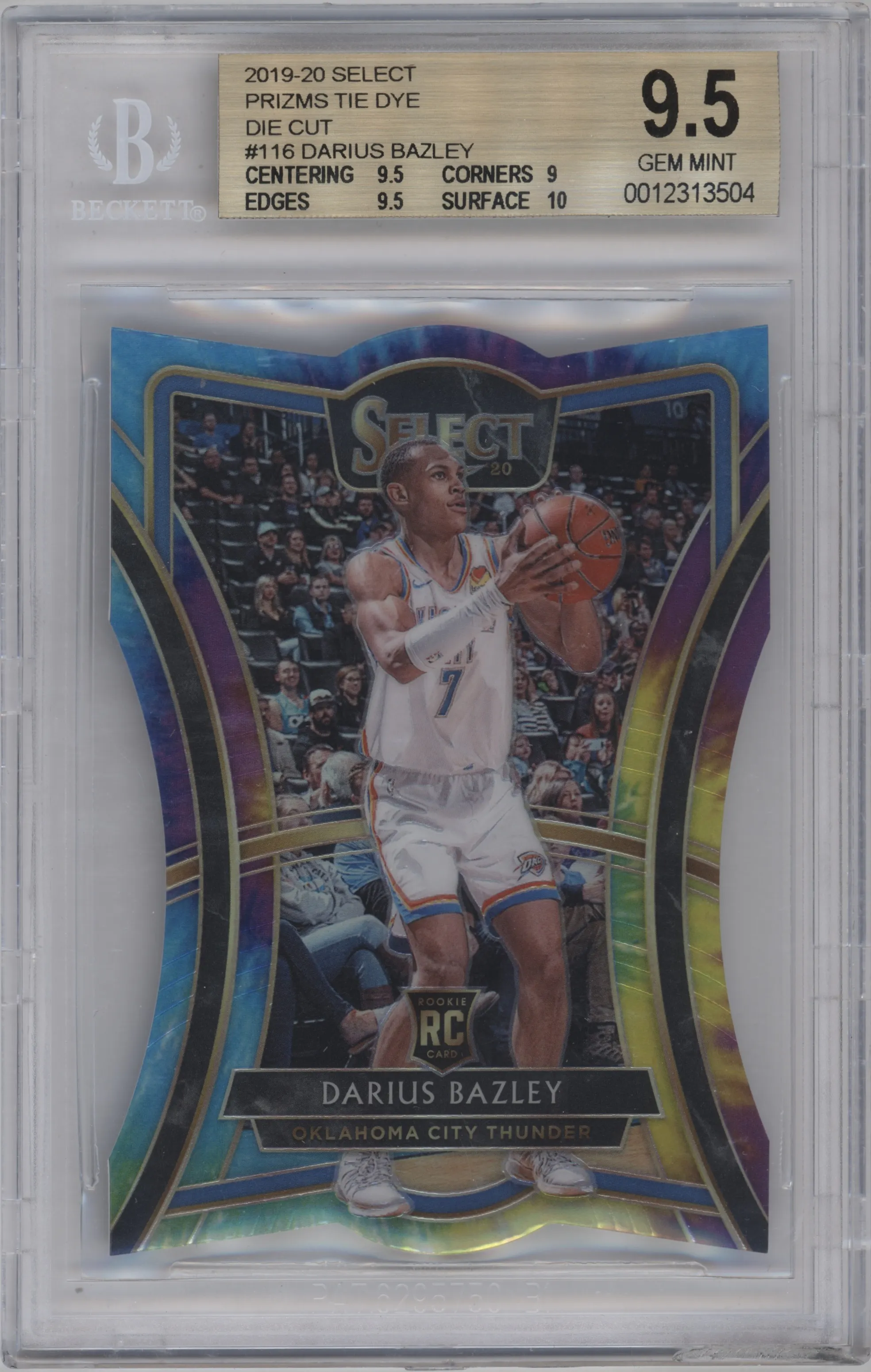 2019 Panini Select Pre.Lvl. Darius Bazley Die-Cut Tie-Dye #116 BGS 9.5