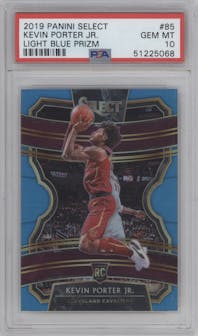Kevin Porter Jr. from the 2019-20 Panini Select set featuring a Light Blue Prizm parallel graded by PSA and given an overall grade of 10.