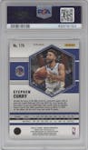 Stephen Curry from the 2020-21 Panini Mosaic set featuring a Silver parallel graded by PSA and given an overall grade of 10.