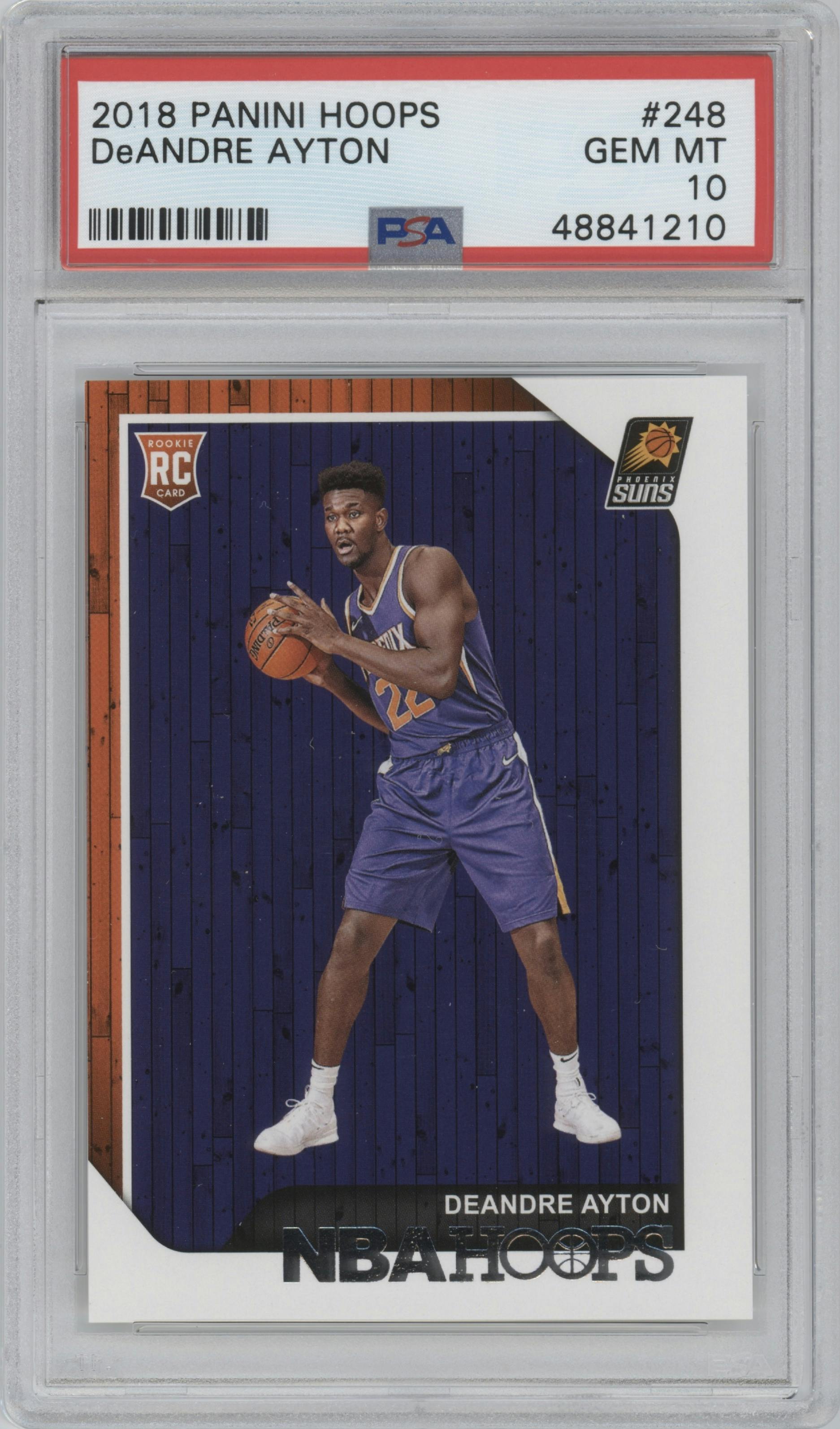 Deandre Ayton from the 2018-19 Panini NBA Hoops  set graded by PSA and given an overall grade of 10.