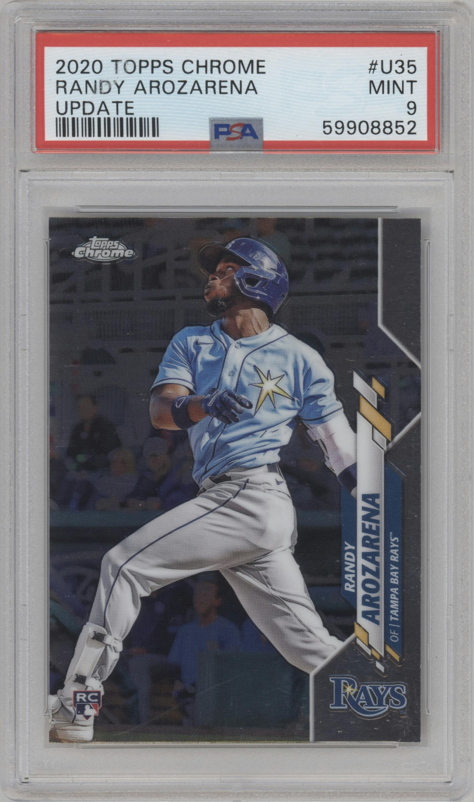 Randy Arozarena from the 2020 Topps Chrome Update    set graded by PSA and given an overall grade of 9.