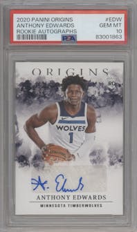 Anthony Edwards from the 2020-21 Panini Origins  set graded by PSA and given an overall grade of 10.