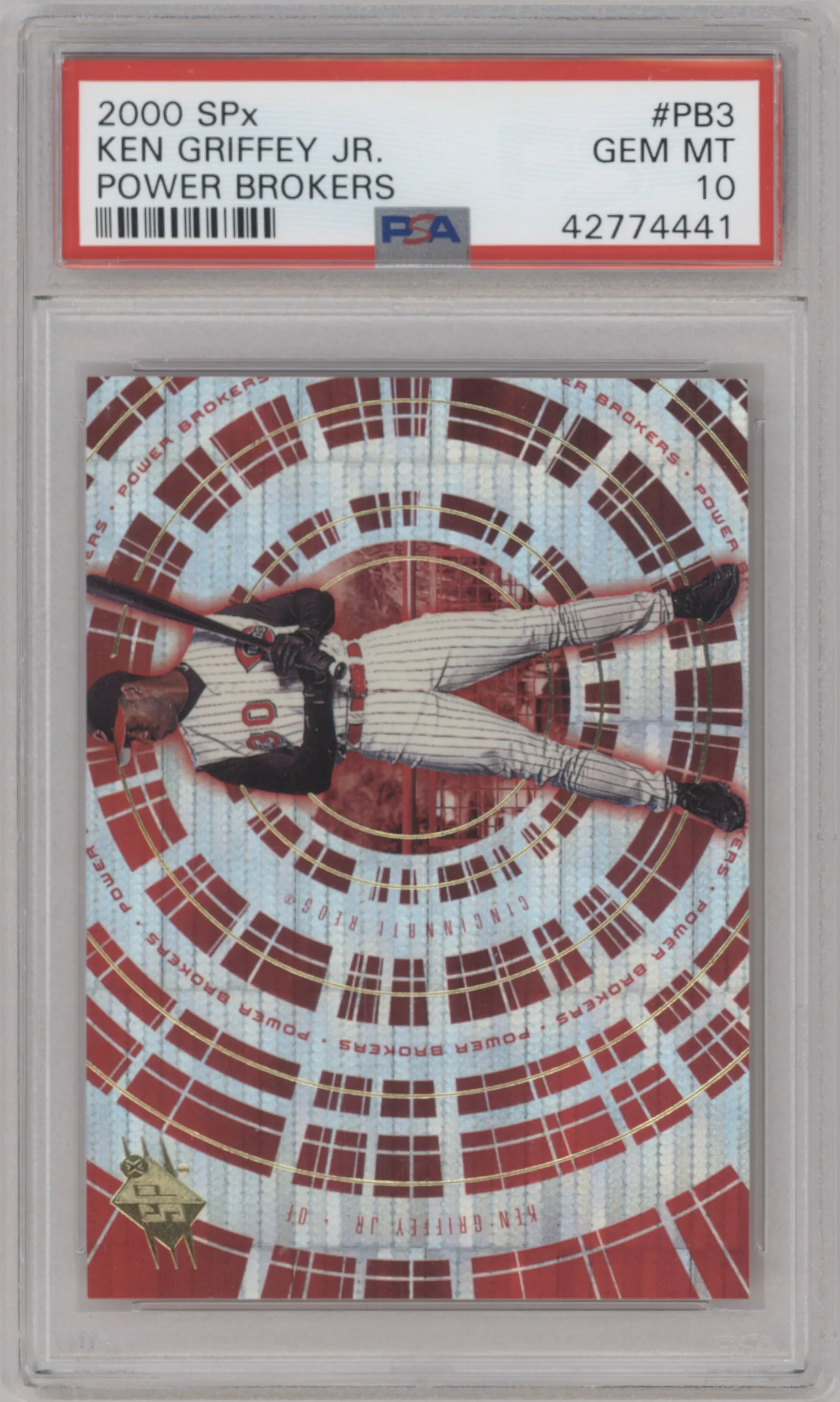 Ken Griffey Jr.	 from the 2000 SPx set graded by PSA and given an overall grade of 10.