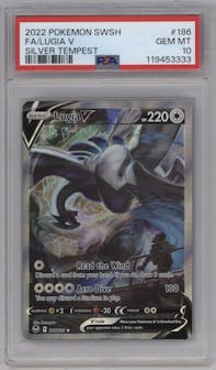 Lugia V from the 2022 Pokemon SWSH set graded by PSA and given an overall grade of 10.