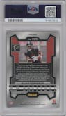 Bijan Robinson from the 2023 Panini Prizm set featuring a Red/White/Blue parallel graded by PSA and given an overall grade of 10.