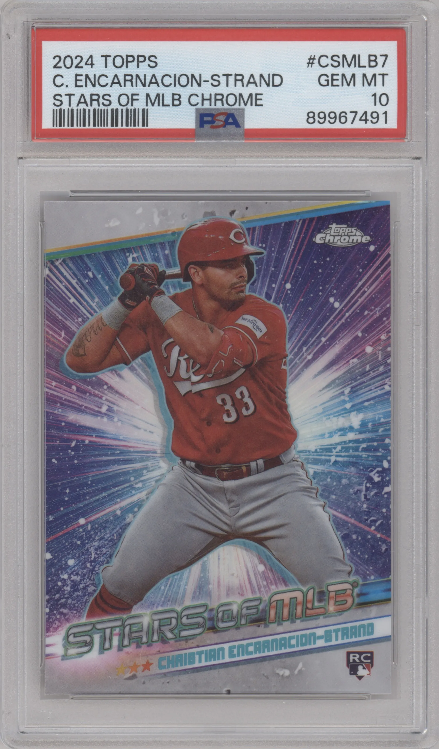 Christian Encarnacion-Strand from the 2024 Topps  set graded by PSA and given an overall grade of 10.