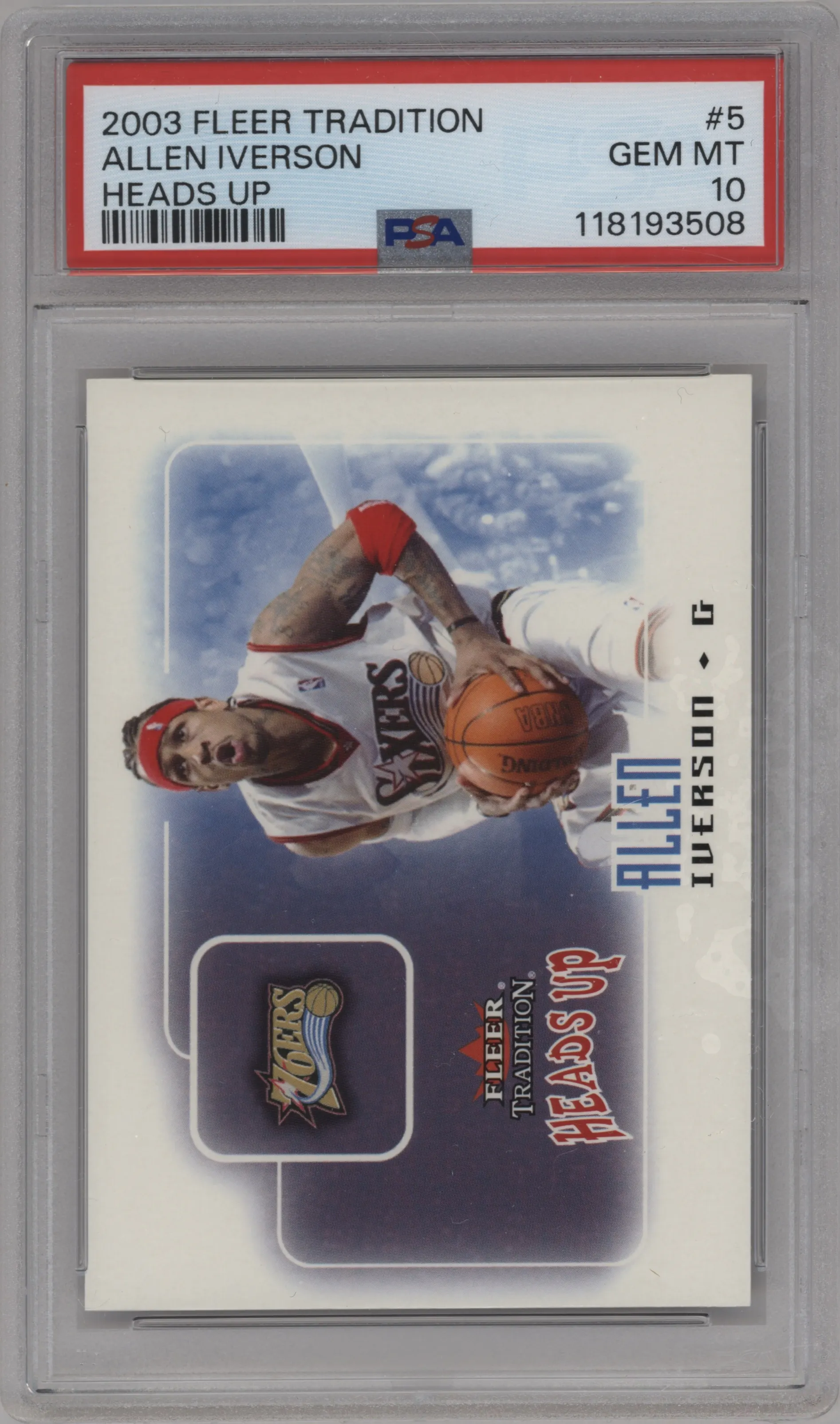 2003 Fleer Tradition Heads Up Allen Iverson PSA 10