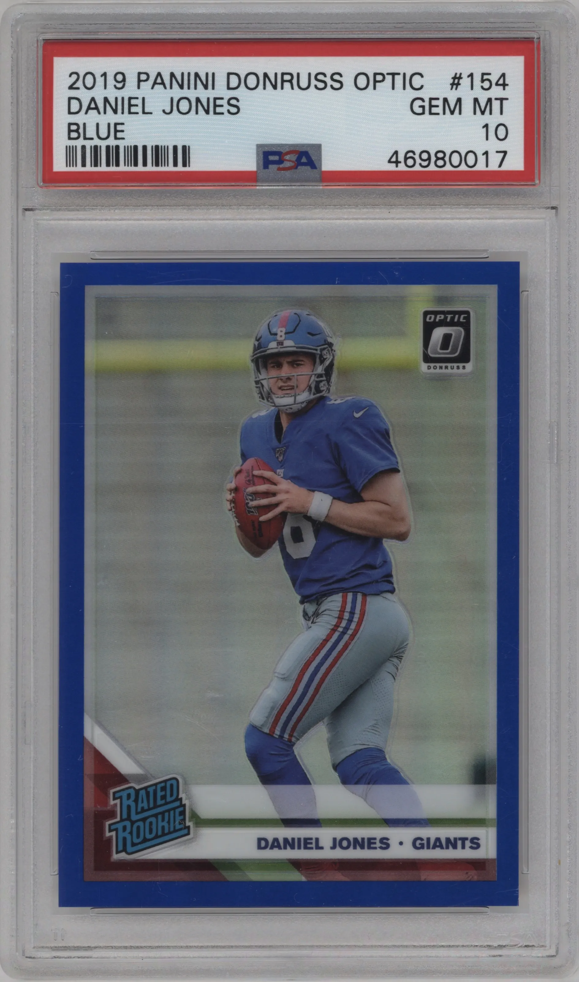 2019 Panini Donruss Optic Rated Rookie Daniel Jones Blue PSA 10