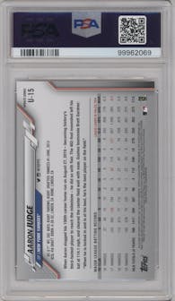 Aaron Judge from the 2020 Topps Update  set graded by PSA and given an overall grade of 10.