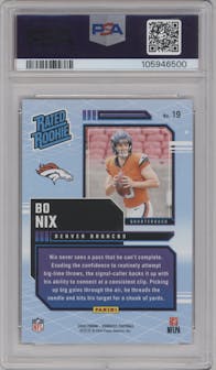 Bo Nix from the 2024 Donruss set graded by PSA and given an overall grade of 10.