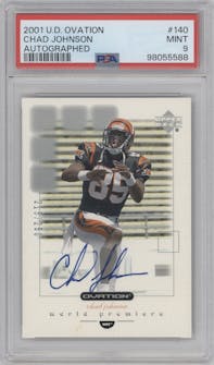 Chad Johnson from the 2001 Upper Deck Ovation set graded by PSA and given an overall grade of 9.