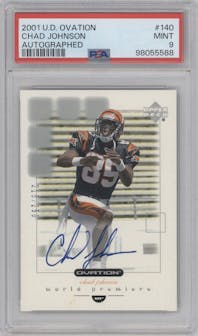 Chad Johnson from the 2001 Upper Deck Ovation set graded by PSA and given an overall grade of 9.