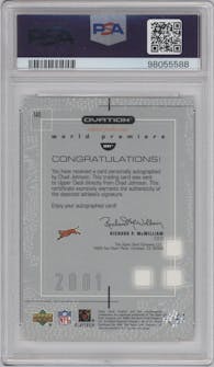 Chad Johnson from the 2001 Upper Deck Ovation set graded by PSA and given an overall grade of 9.
