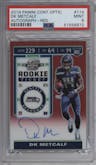 DK Metcalf from the 2019 Panini Contenders Optic set featuring a Red parallel graded by PSA and given an overall grade of 9.