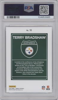 Terry Bradshaw from the 2024 Donruss set graded by PSA and given an overall grade of 9.