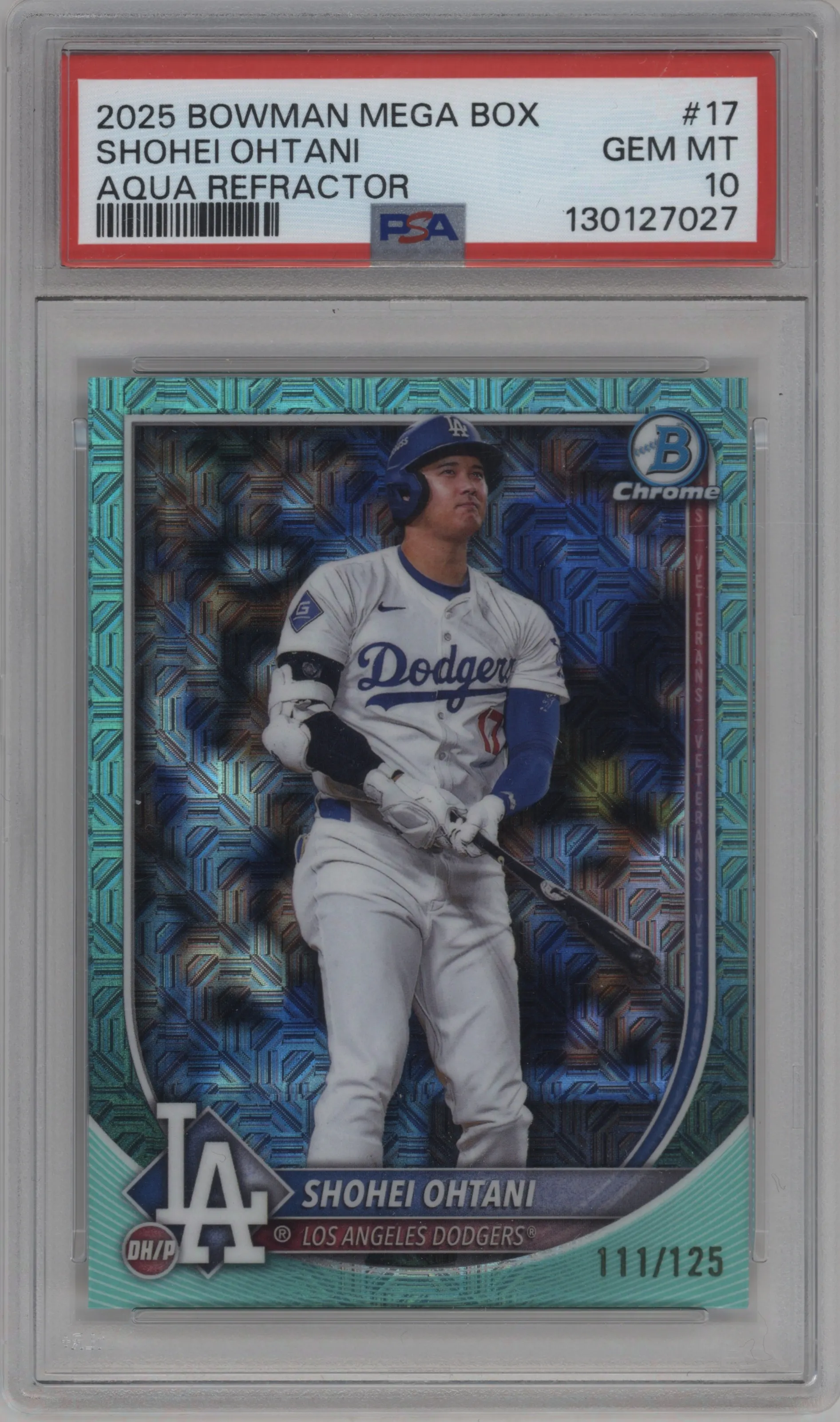 2025 Bowman Mega Box Chrome Shohei Ohtani Aqua Refractor #17 PSA 10