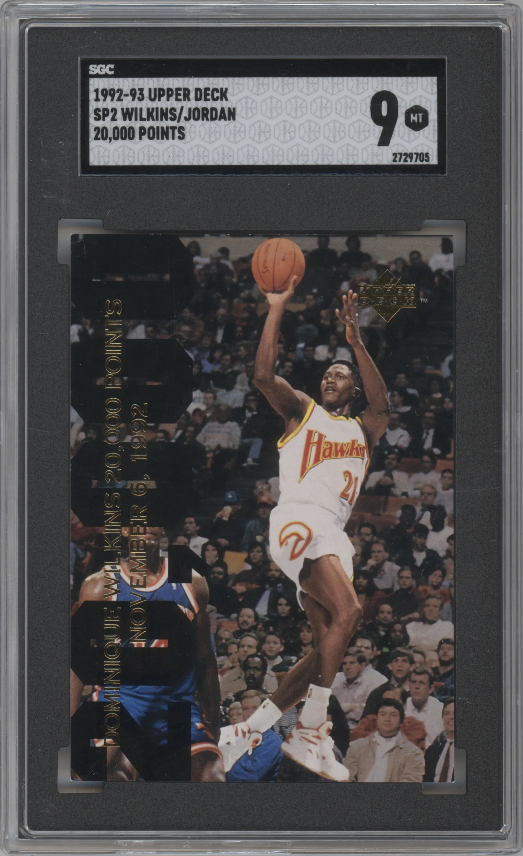 Dominique Wilkins/Michael Jordan from the 1992-93 Upper Deck  set graded by SGC and given an overall grade of 9.