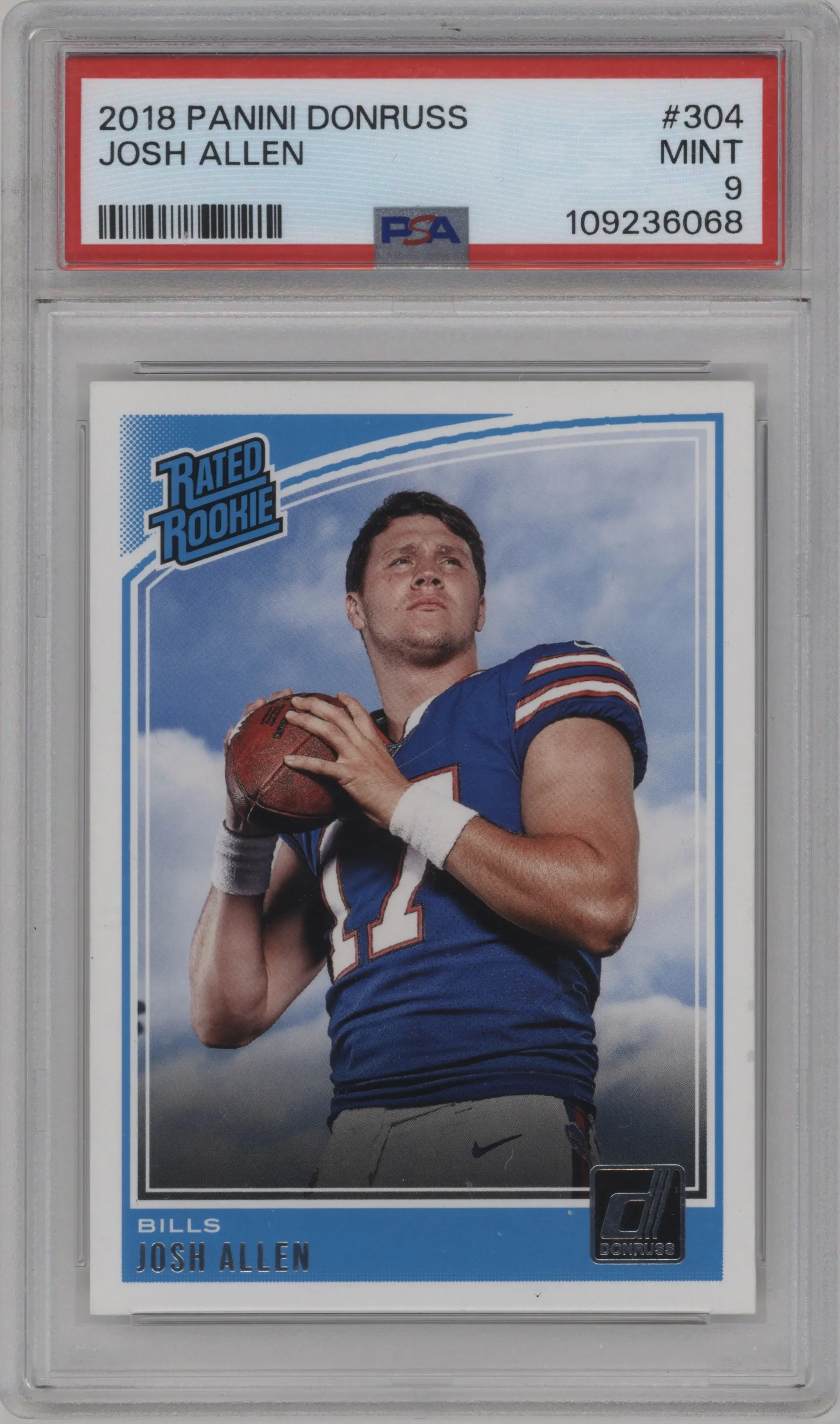 2018 Panini Donruss Rated Rookie Josh Allen #304 PSA 9