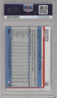 Juan Soto from the 2019 Topps Chrome set featuring a Prism Refractor  parallel graded by PSA and given an overall grade of 10.