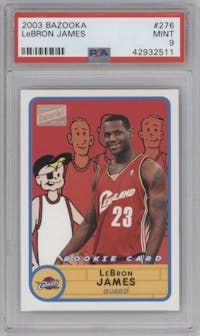 LeBron James from the 2003-04 Topps Bazooka set graded by PSA and given an overall grade of 9.