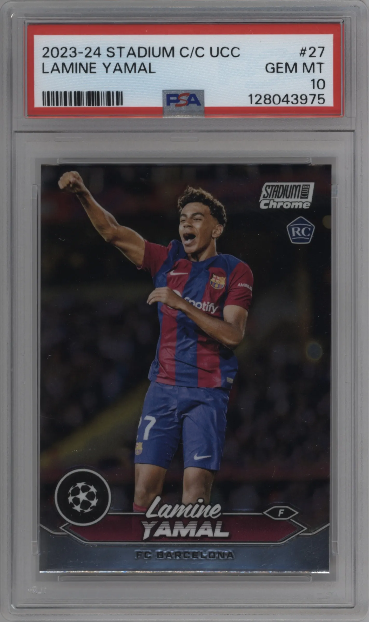 2023 Stadium Club Chrome UEFA Champions League Lamine Yamal PSA 10