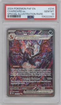 Charizard ex from the 2024 Pokemon SV set graded by PSA and given an overall grade of 10.