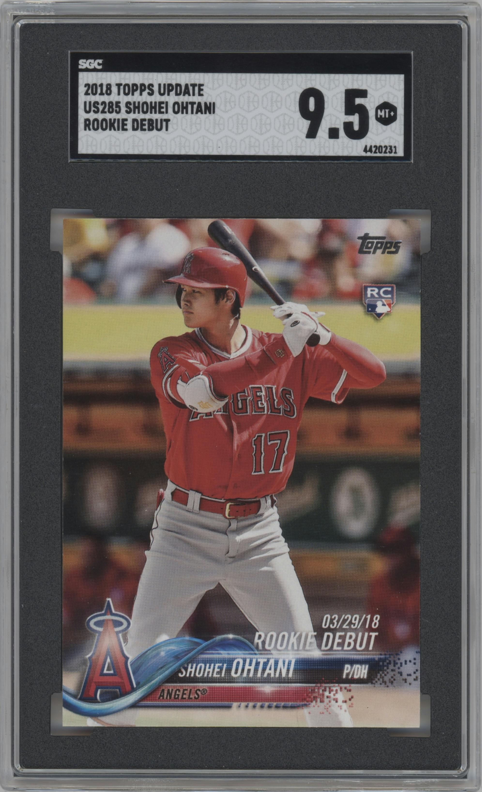 Shohei Ohtani from the 2018 Topps Update set graded by SGC and given an overall grade of 9.5.