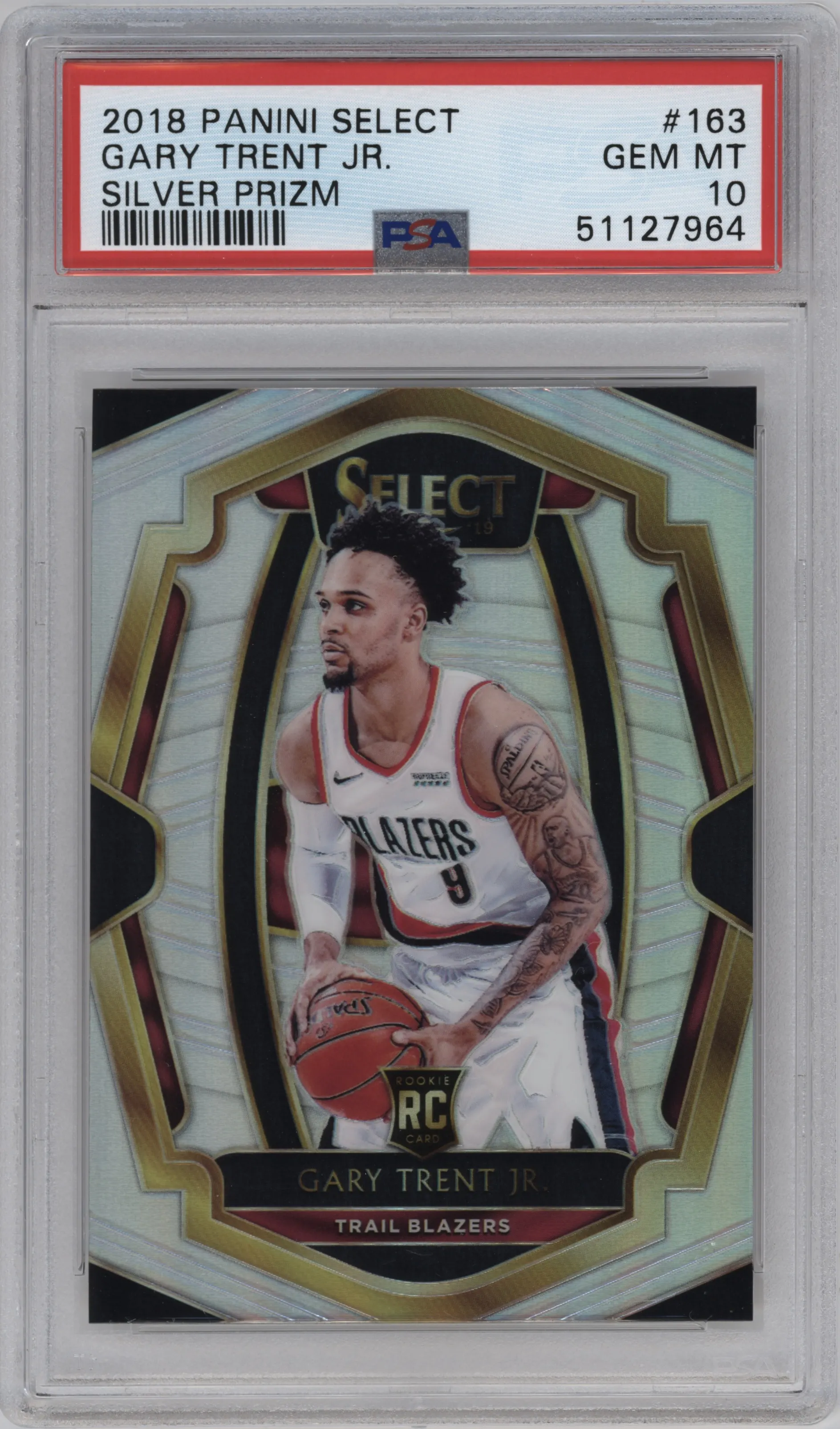 2018 Panini Select Pre.Lvl. Gary Trent Jr. Silver Prizm PSA 10