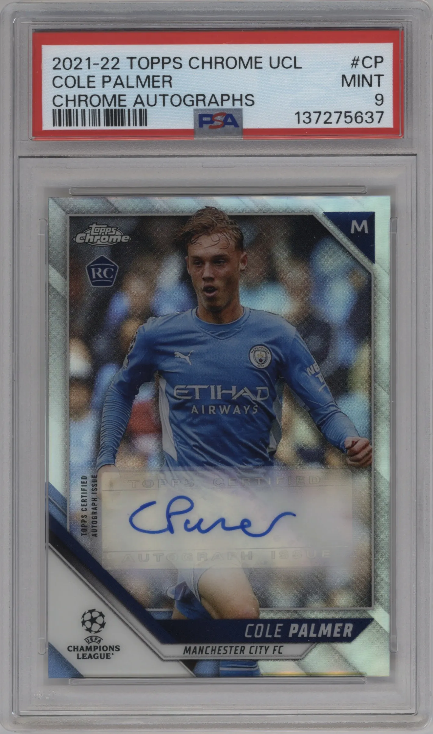 2021 Topps Chrome UEFA Champions League Chr.Auto Cole Palmer PSA 9